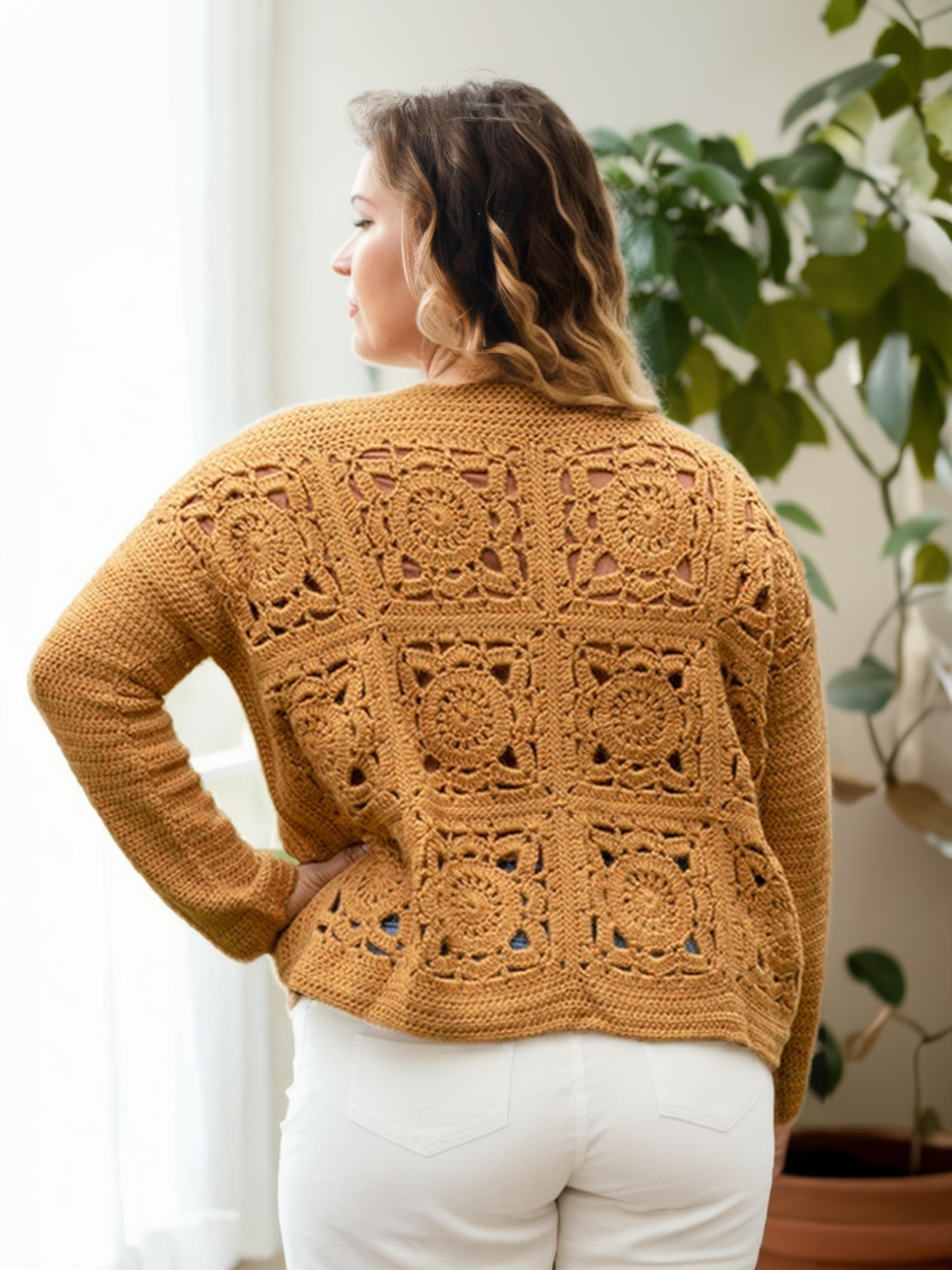 Caramel Square Patchwork Sweater