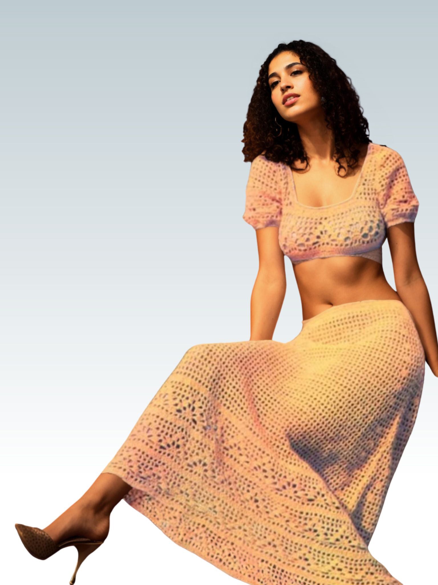 Vintage Lace Ruffle Two-Piece Skirt Set