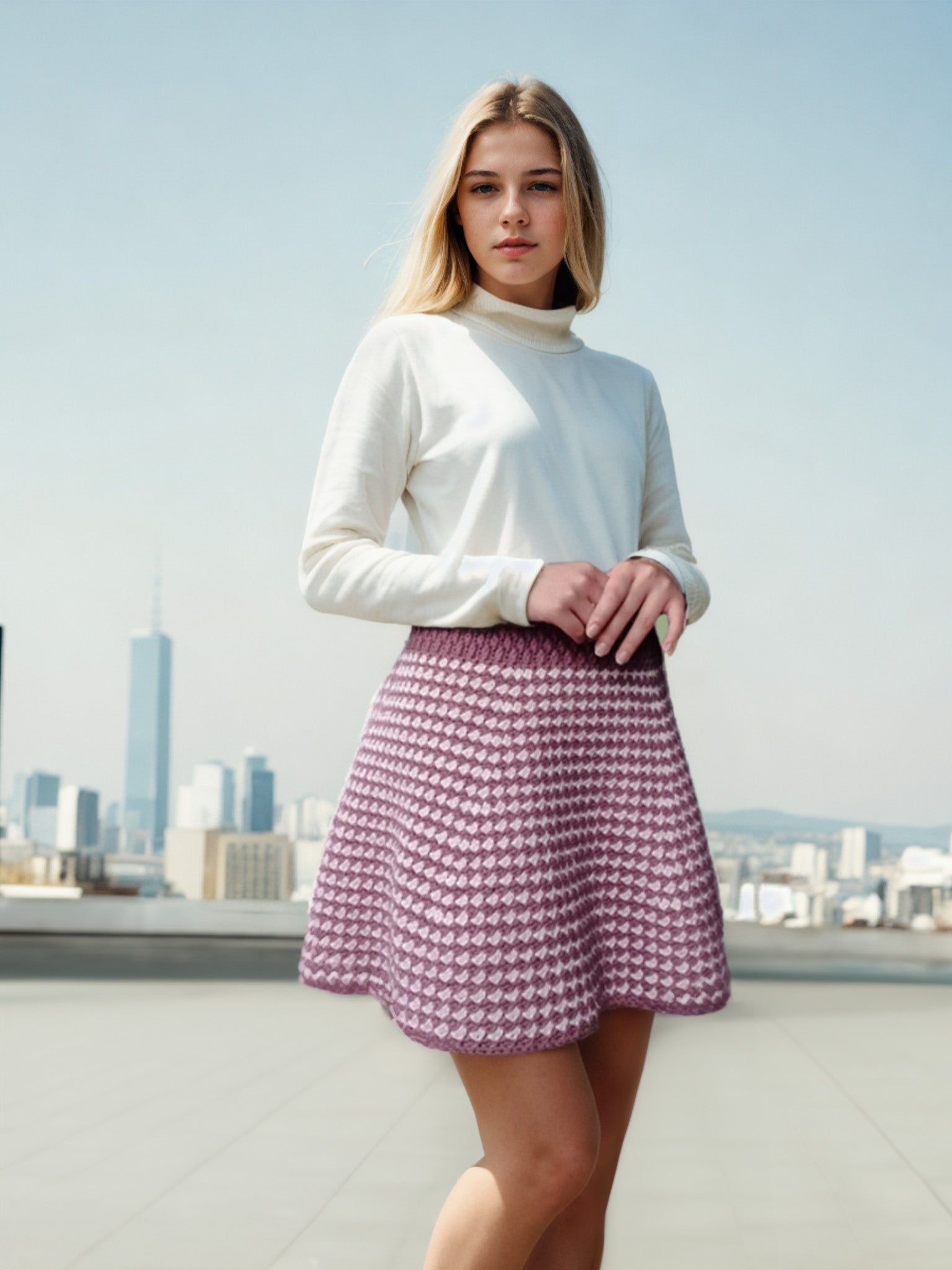 Diamond Stitch Two-Piece Skirt Set