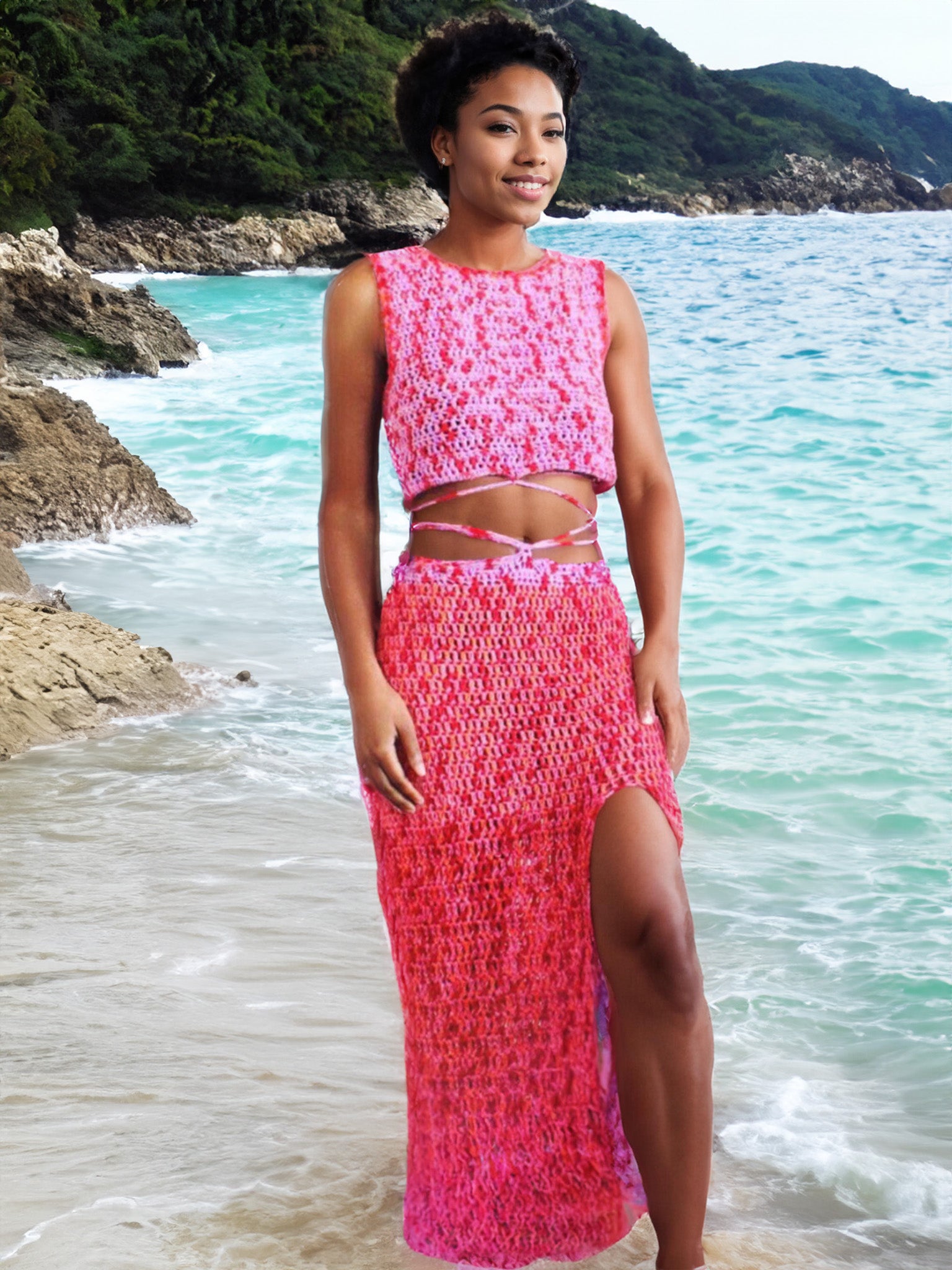Raspberry Dream Two-Piece Skirt Set