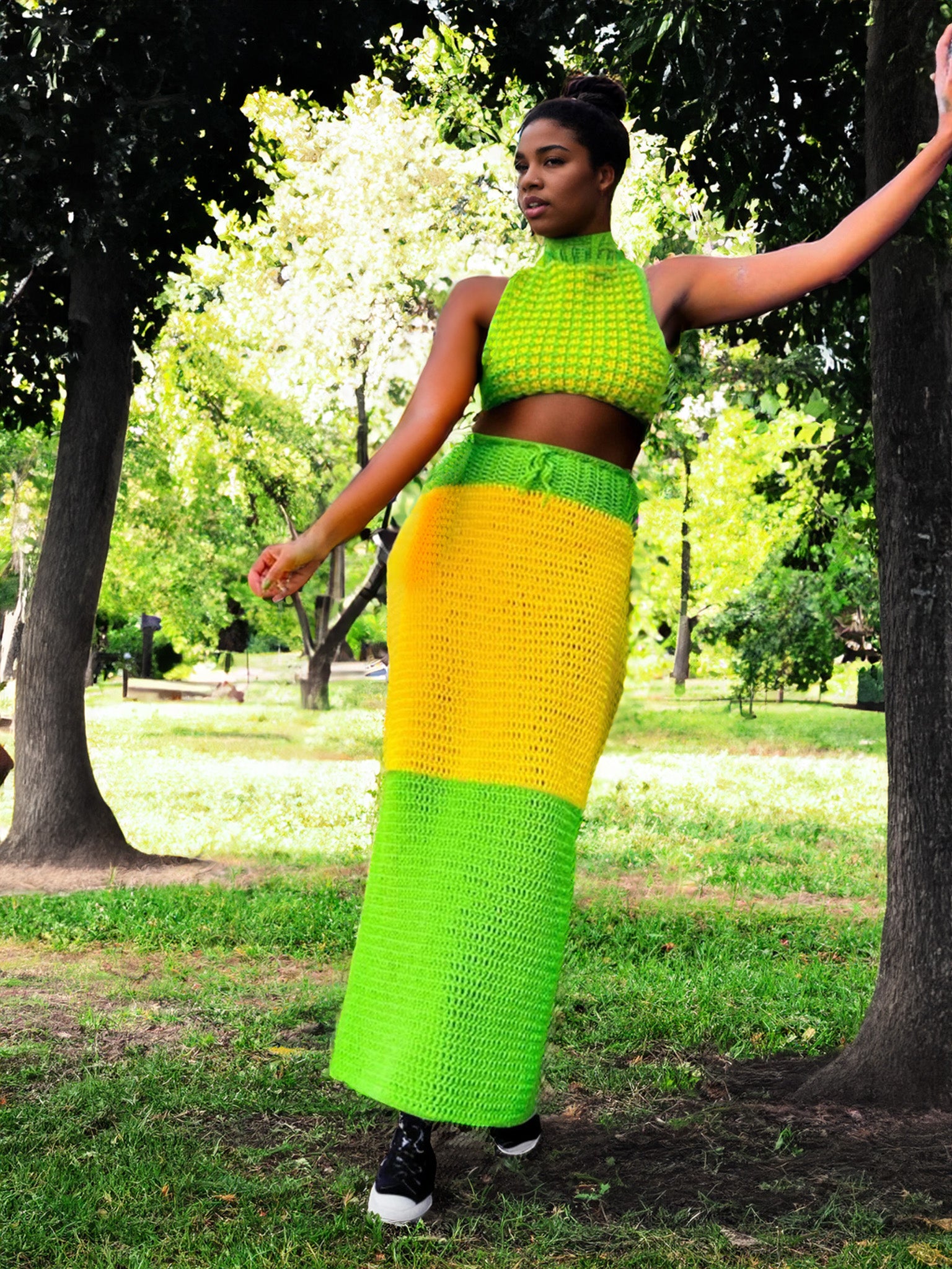 Lime Light Two-Piece Long Skirt Set