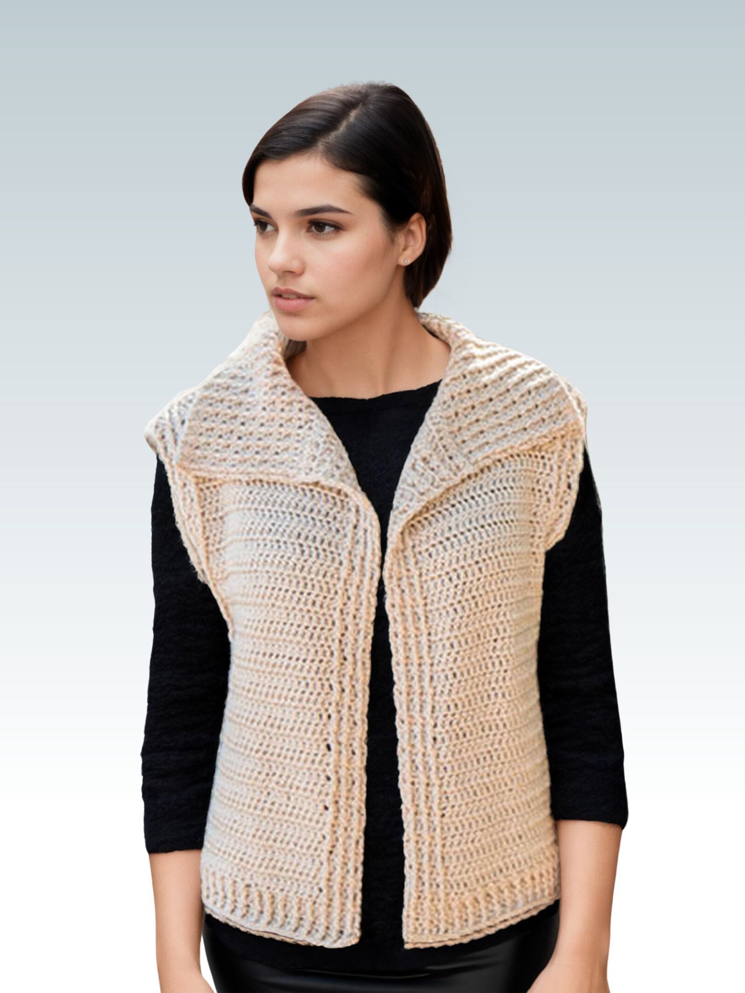 Classic Beige Shawl Collar Vest