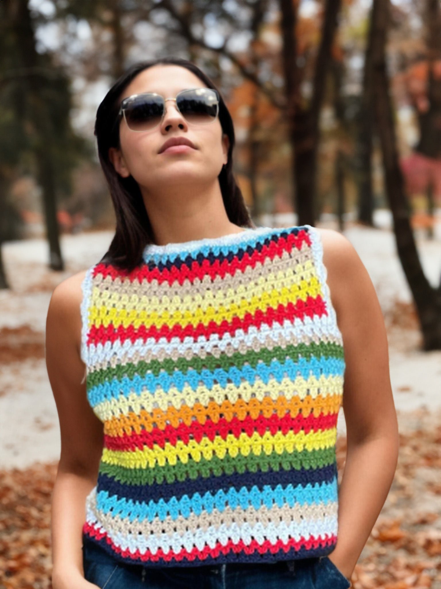 Rainbow Ripple Knit Vest