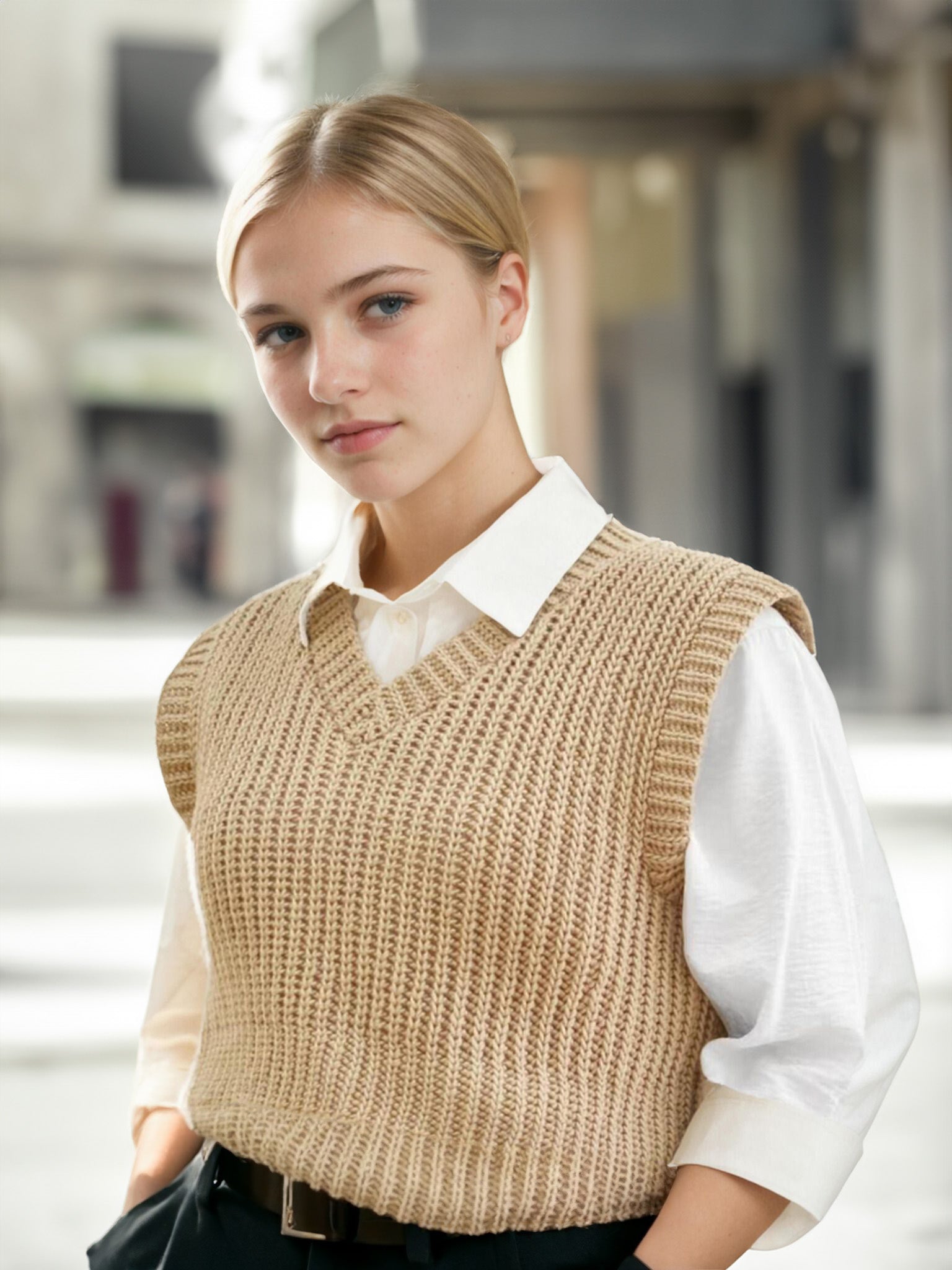Sandy Ribbed Layering Vest
