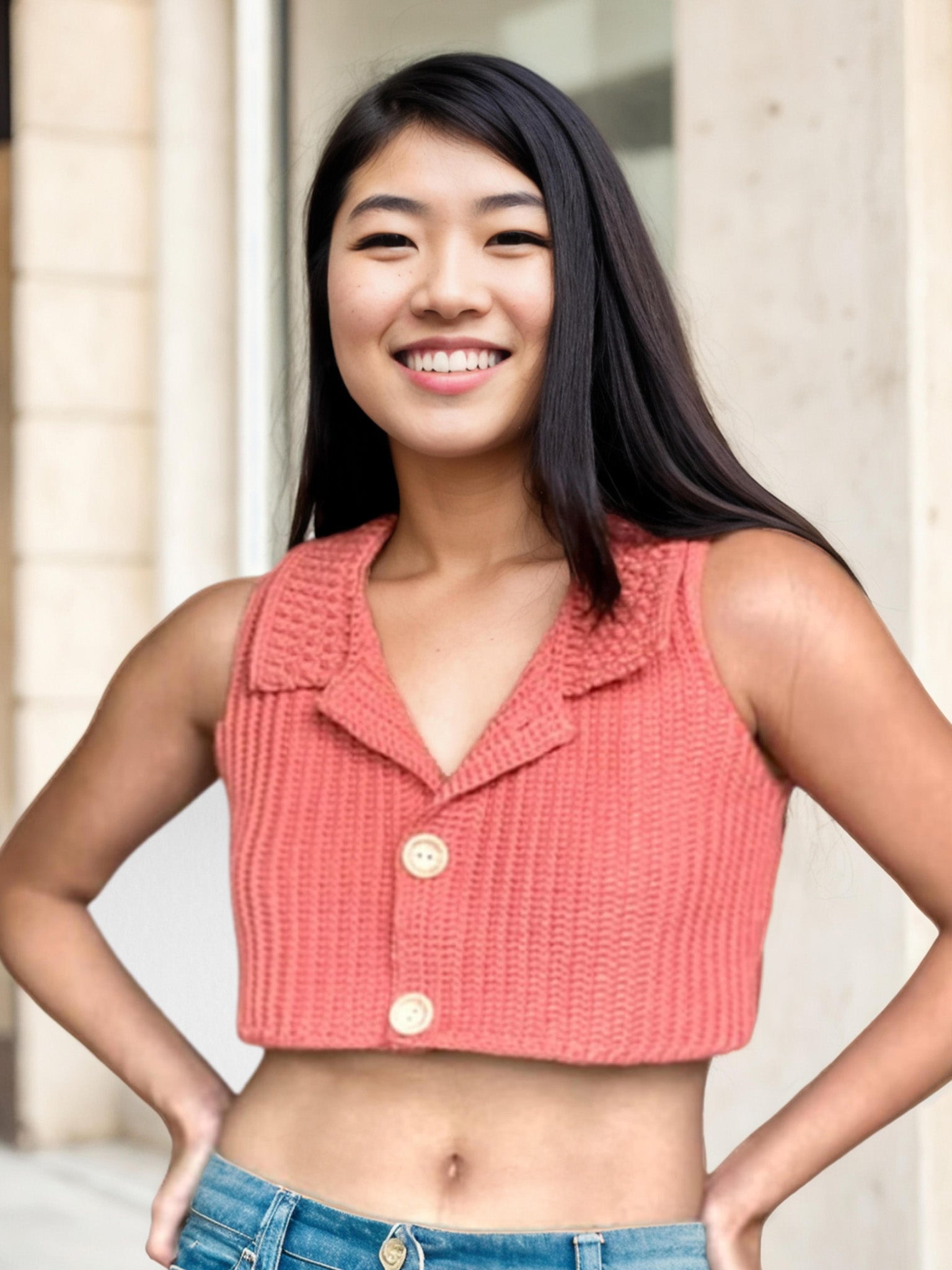 Two-Toned Charm Buttoned Vest
