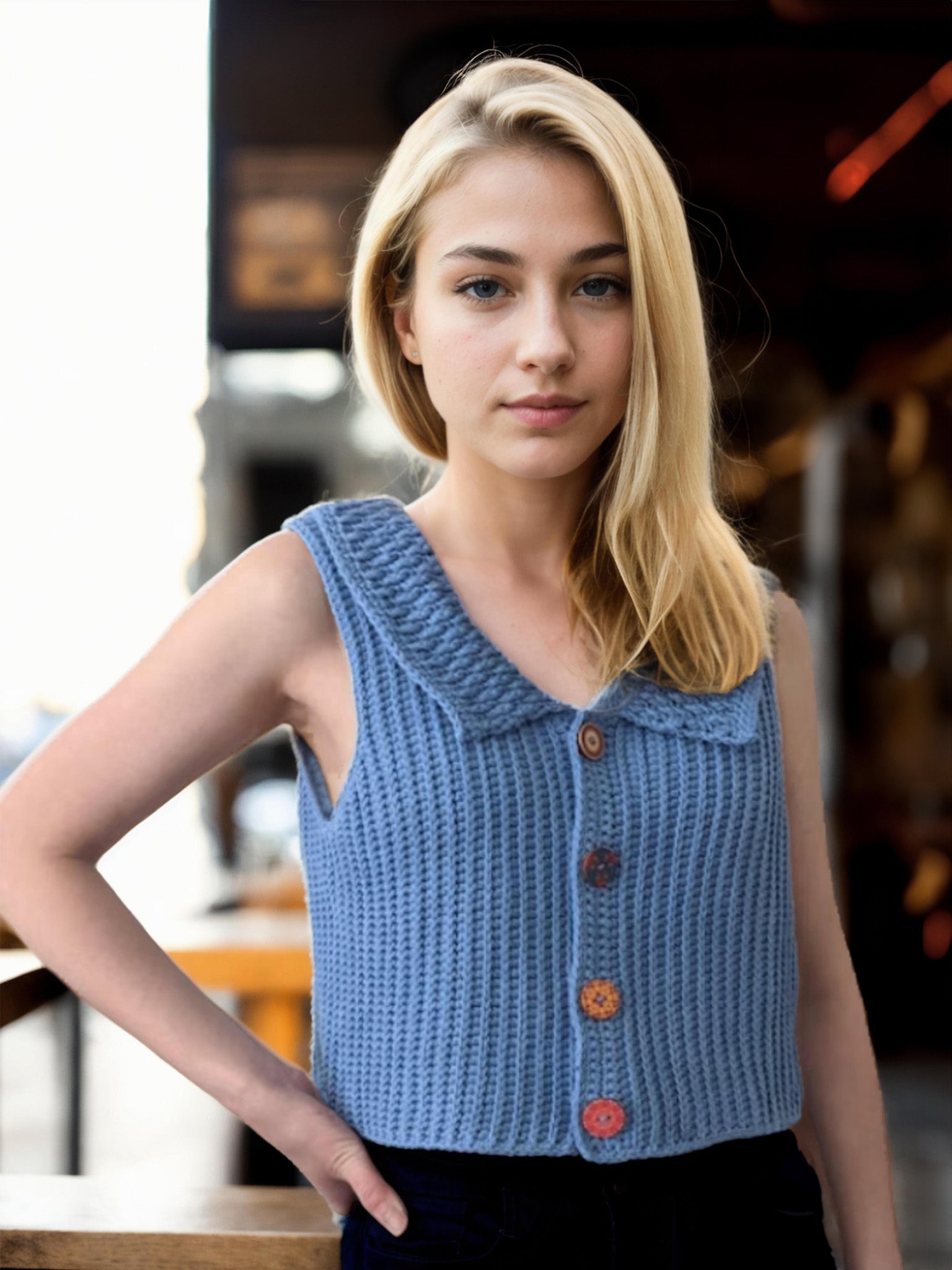 Two-Toned Charm Buttoned Vest