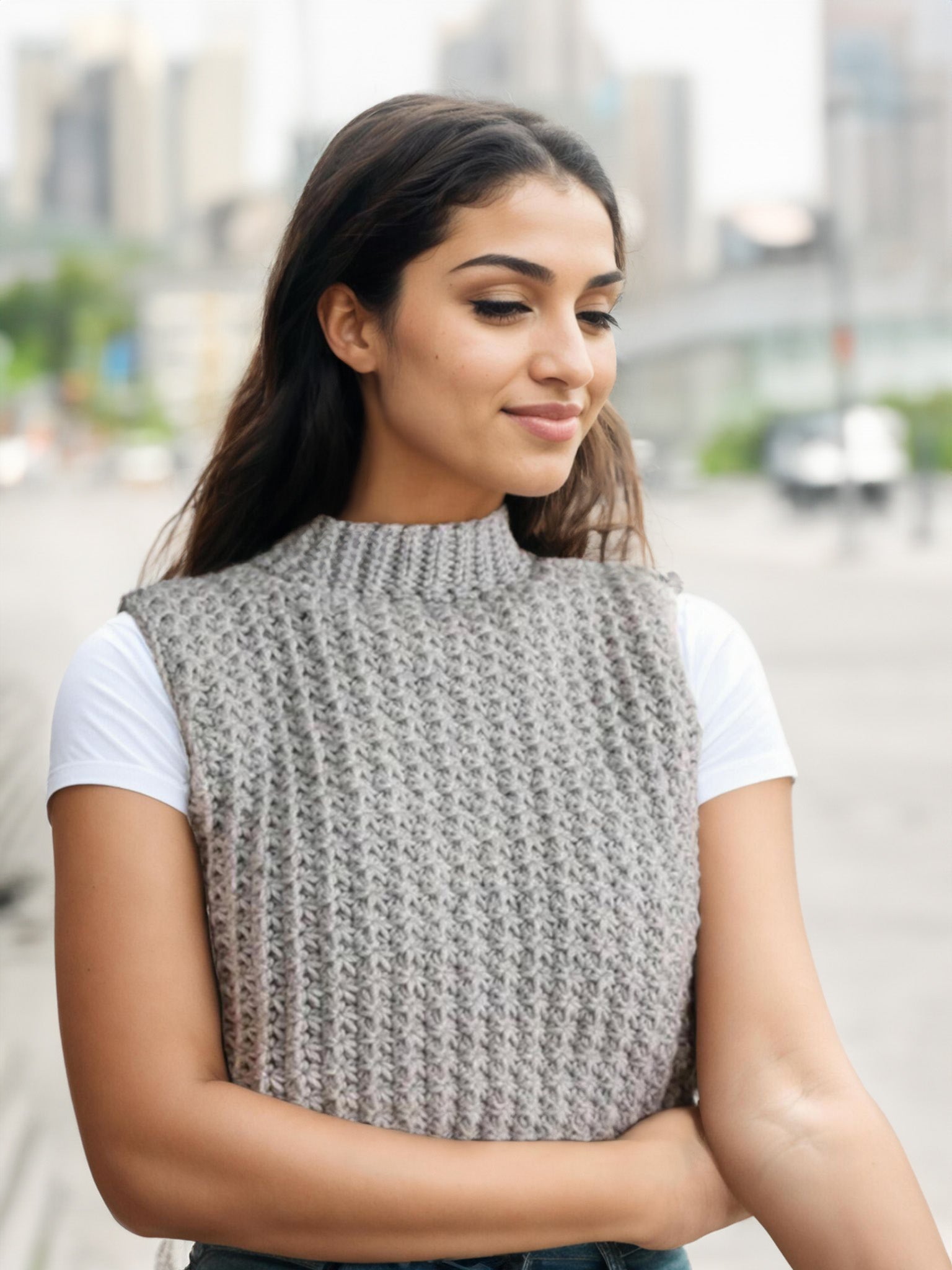 Graphite Mock Neck Vest