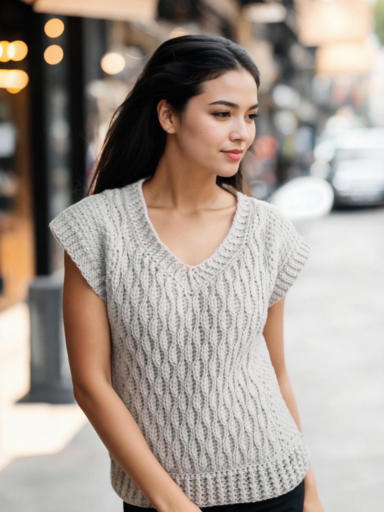 Misty Cable Stitch Vest