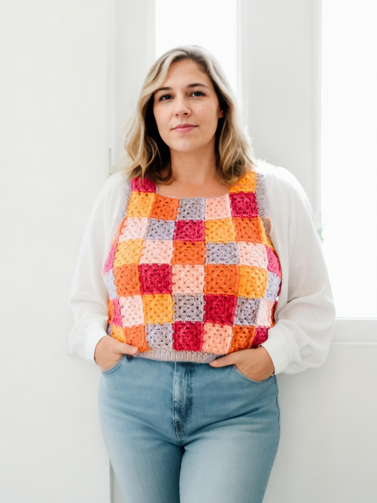 Pixel Colorblock Squares Vest