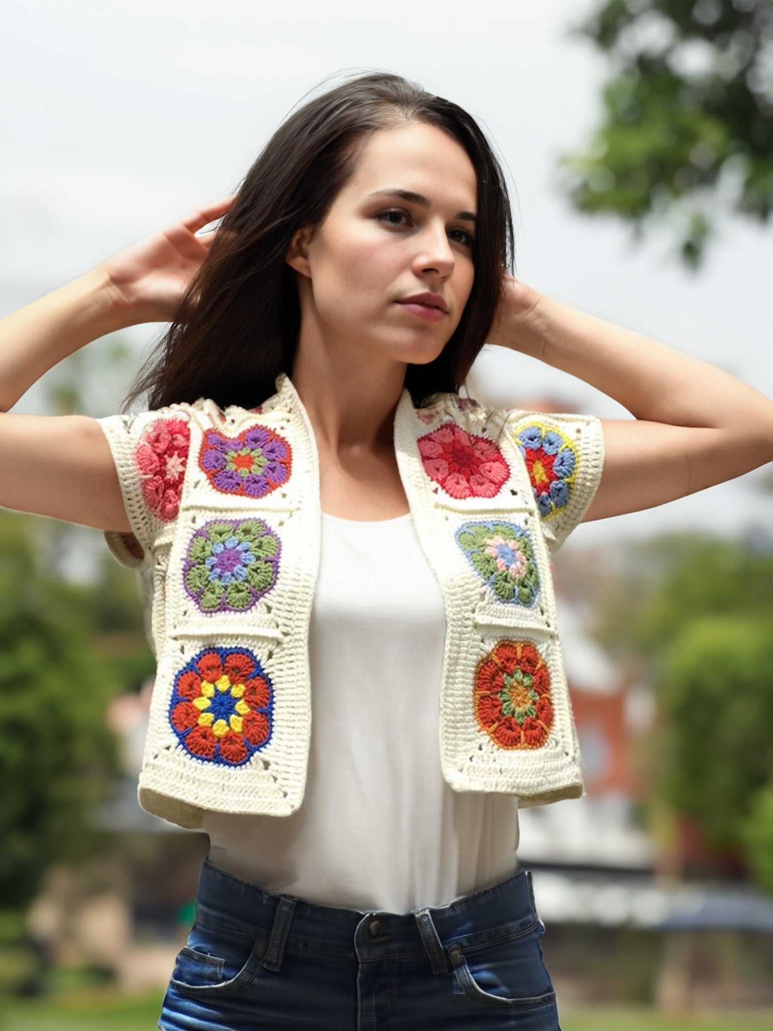 Floral Granny Square Vest
