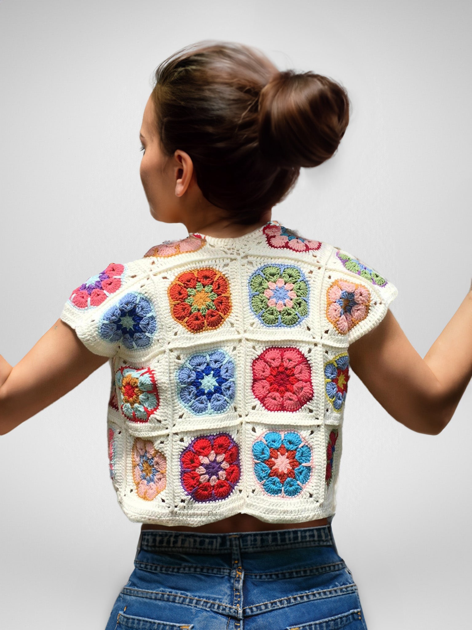 Floral Granny Square Vest