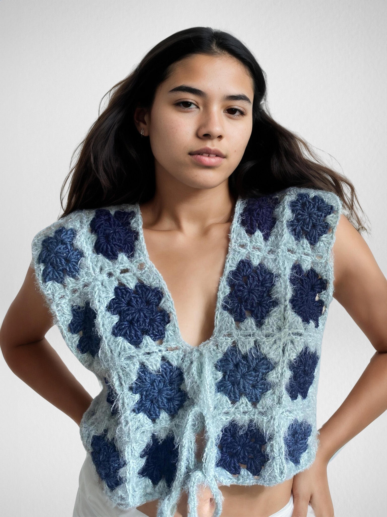 Fuzzy Ocean Squares Vest