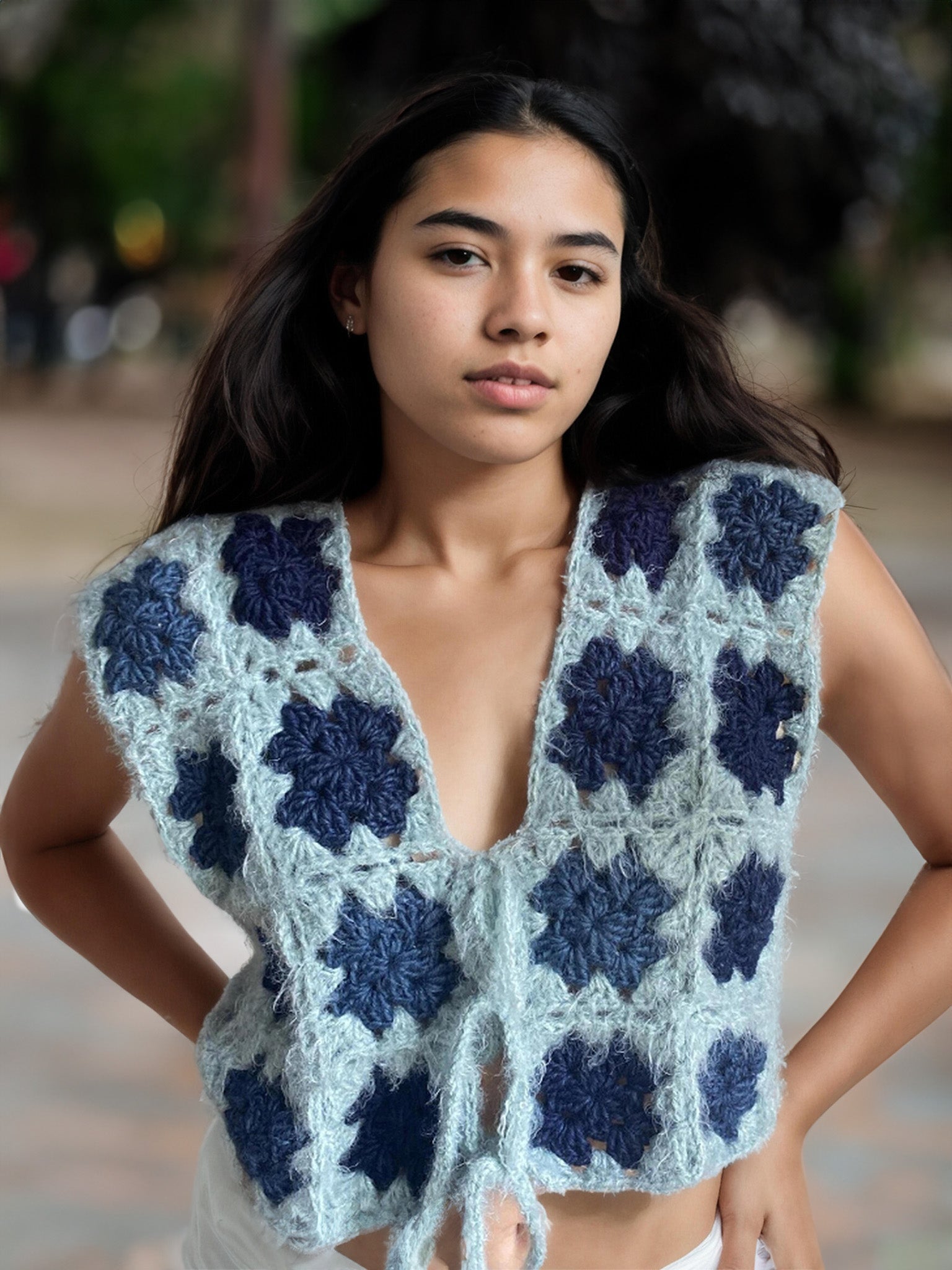 Fuzzy Ocean Squares Vest