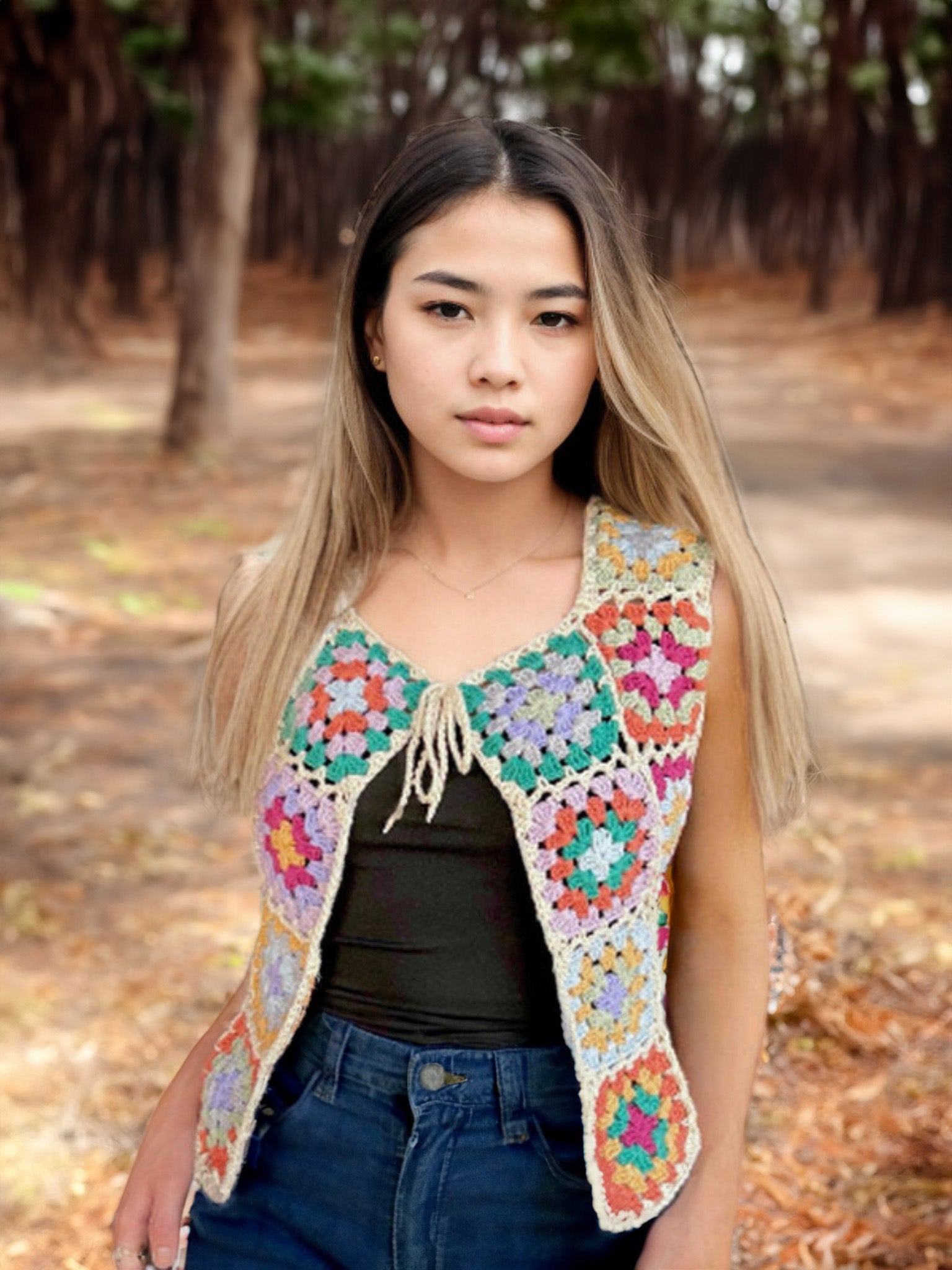 Multicolor Granny Square Vest