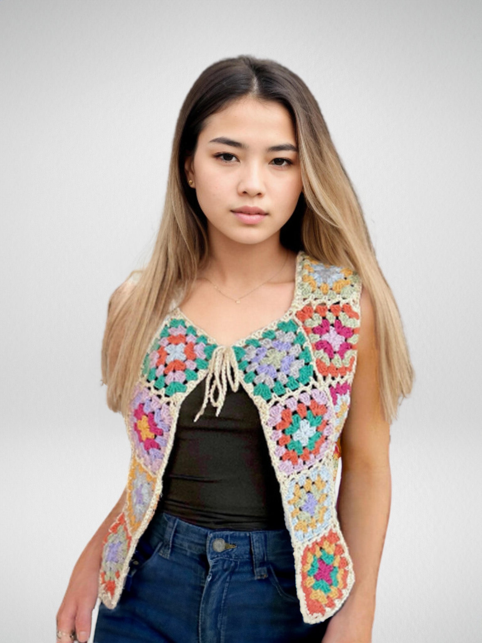 Multicolor Granny Square Vest