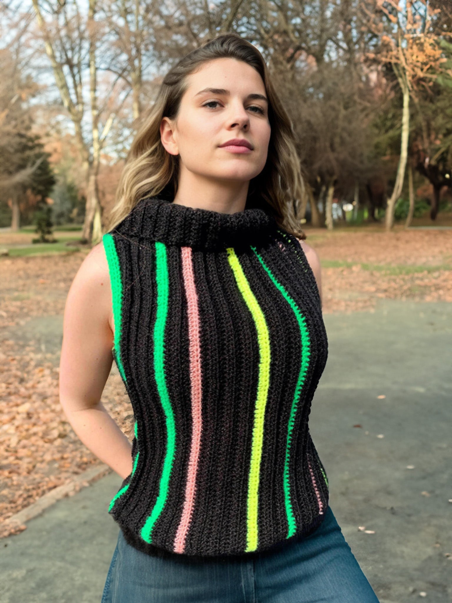 Black Neon Stripes Vest