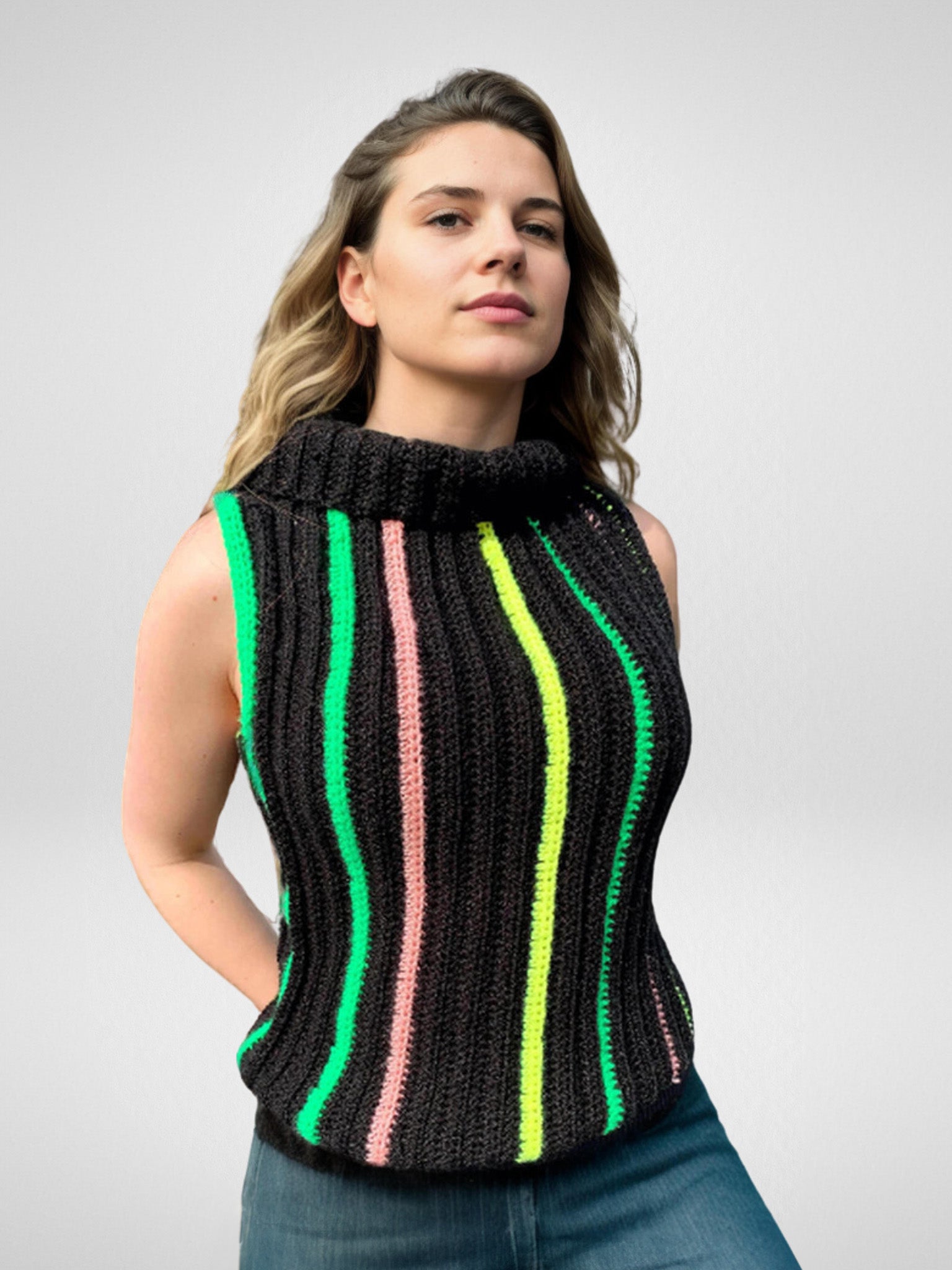 Black Neon Stripes Vest