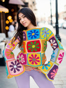 Retro Prismatic Daisy  Sweater