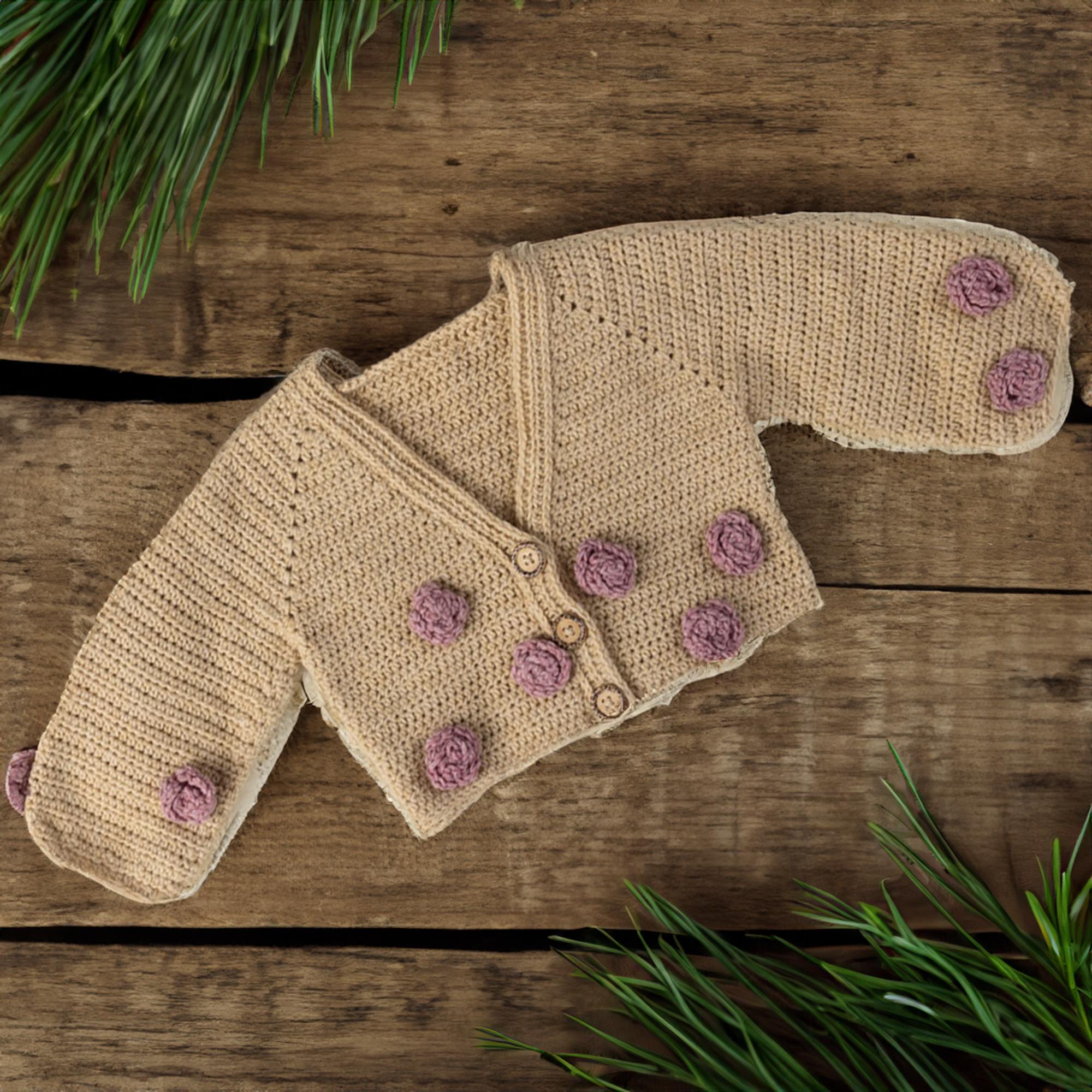 Taupe Rosebud Buttoned Baby Cardigan