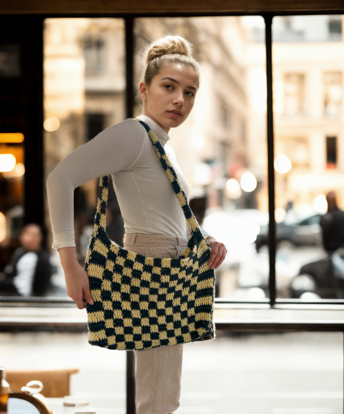 Chic Checkerboard Messenger Bag