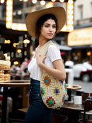 Pixelated Granny Square Tote Bag