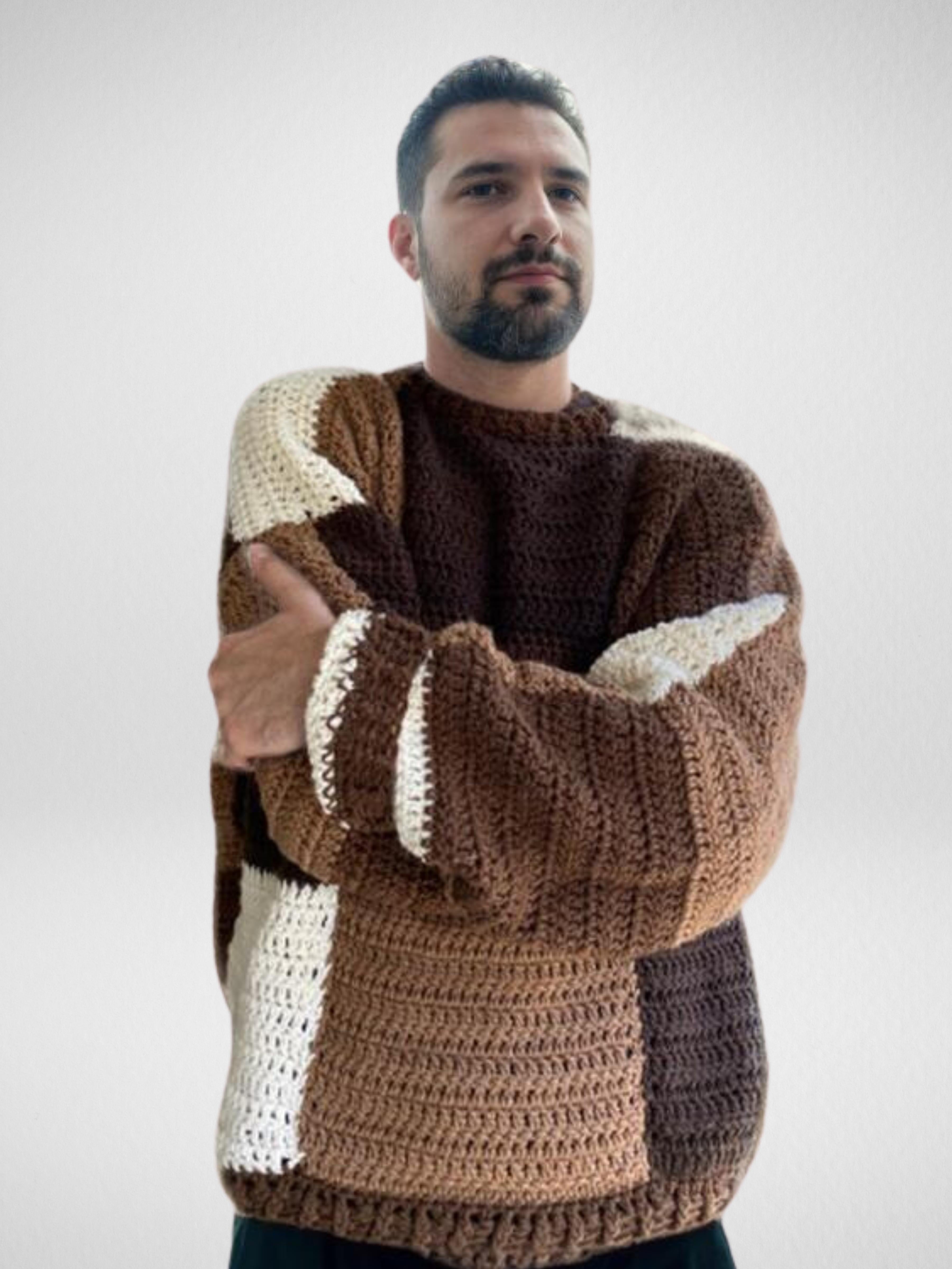 Handmade crochet Earthy Blocks Sweater by Mon Crochet