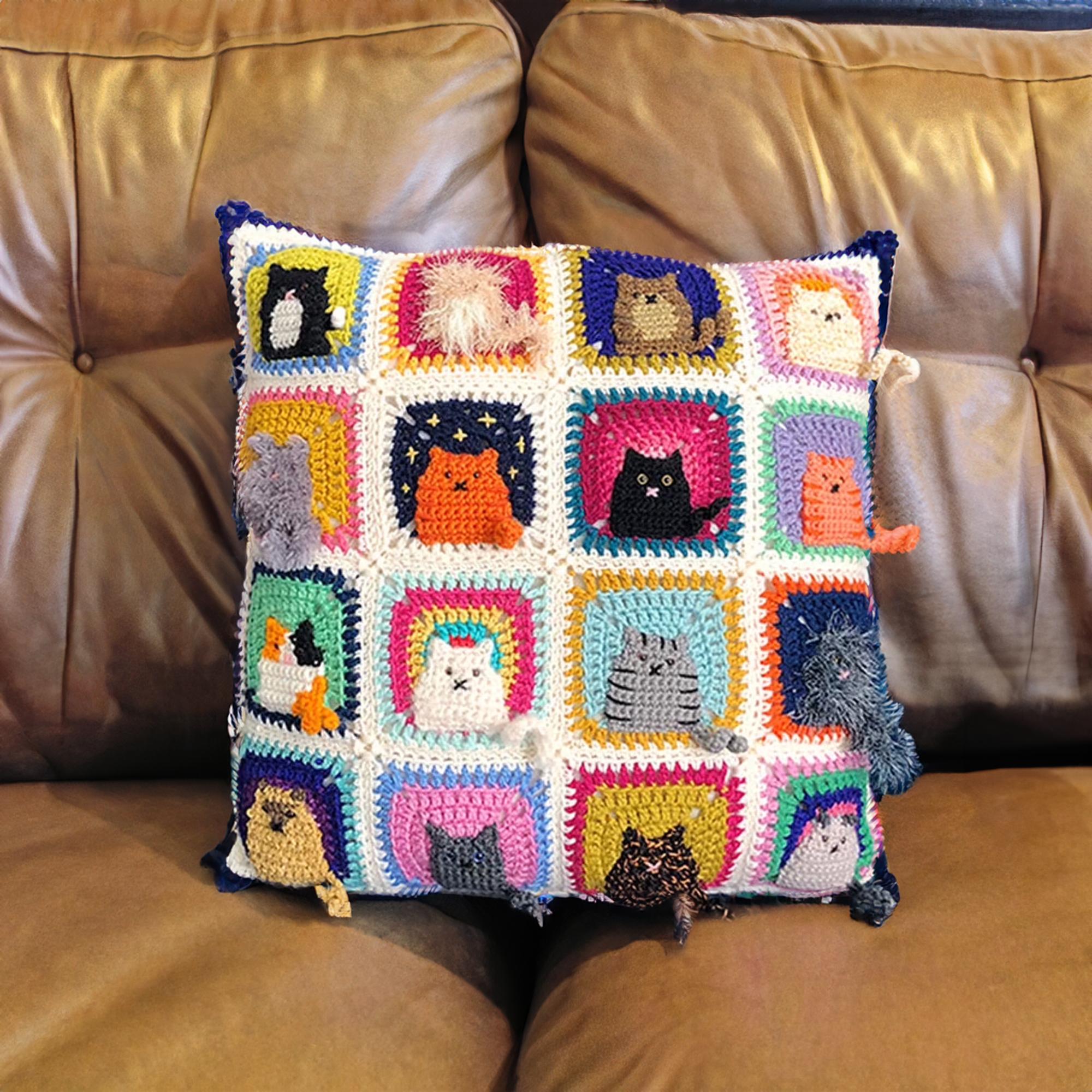 Vibrant Cats Patchwork Pillow Cover