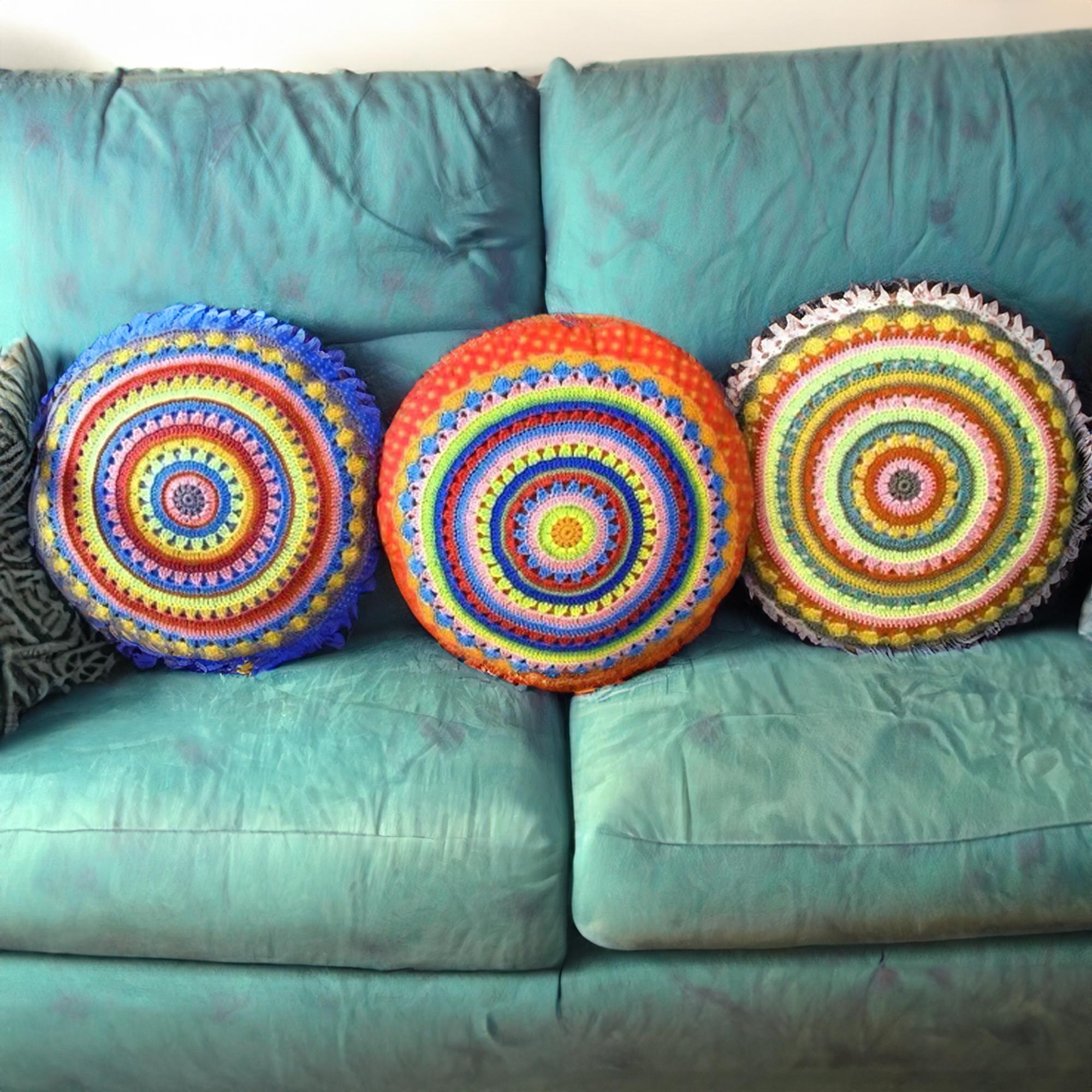 Vibrant Mandala Circular Pillow Cover