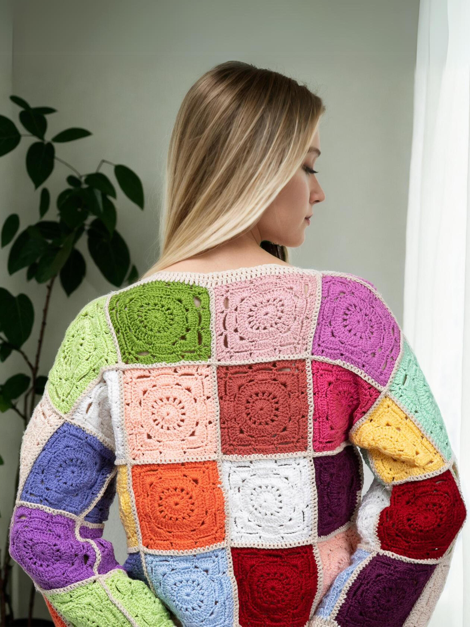Multicolored Mosaic Patchwork Sweater