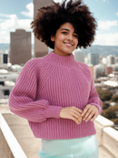 Bishop Sleeved Ribbed Sweater