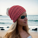 Coral Cable Beanie Hat