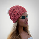 Coral Cable Beanie Hat