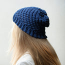 Midnight Blue Puff Beanie Hat