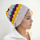 Puff Stitch Striped Hat