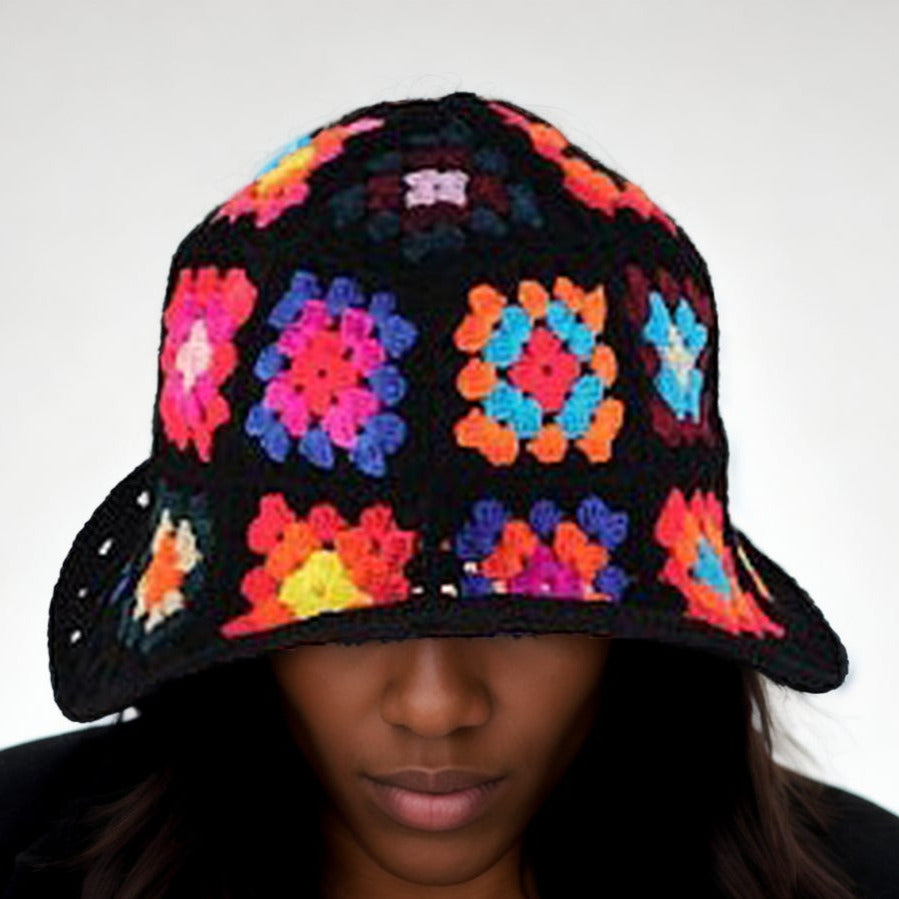 Noir Spectrum Granny Square Bucket Hat