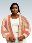 Peach Fuzzy Hexagon Cardigan