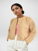 Textured Cropped Button Cardigan