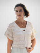 Short Sleeve Horizontal Rib Cardigan