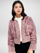 Gradient Pink Lattice Cardigan