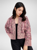 Gradient Pink Lattice Cardigan