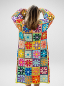 Kaleidoscopic Floral Granny Long Cardigan