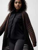 Earthy Stitch Open Front Long Cardigan