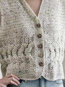 Textured Brown Knee-Length Cardigan