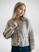 Textured Brown Knee-Length Cardigan