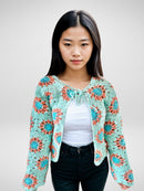 Motif Textured Cropped Cardigan