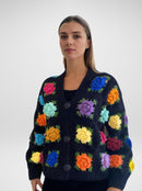 Rose Patch Multi-color Cardigan