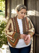 Hexagon Fall Color Cardigan - Back View