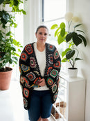 Pumpkin Granny Squares Long Cardigan