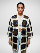 Urban Chic V-Back Granny Square Cardigan - Front View in Studio