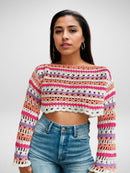 Rainbow Tiered Lacey Crop Top 